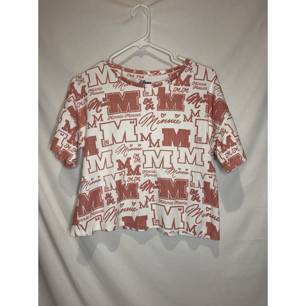 Disney Minnie Mouse Licensed Shirt Women's M All Over Print Collegiate Varsity